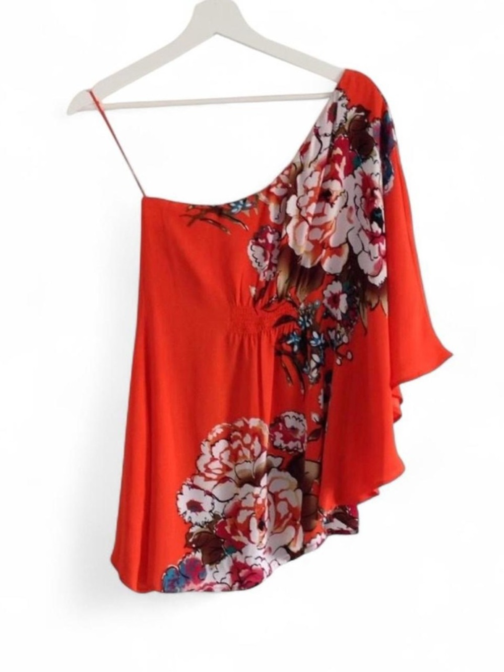Red Floral One-Shoulder Women’s Top